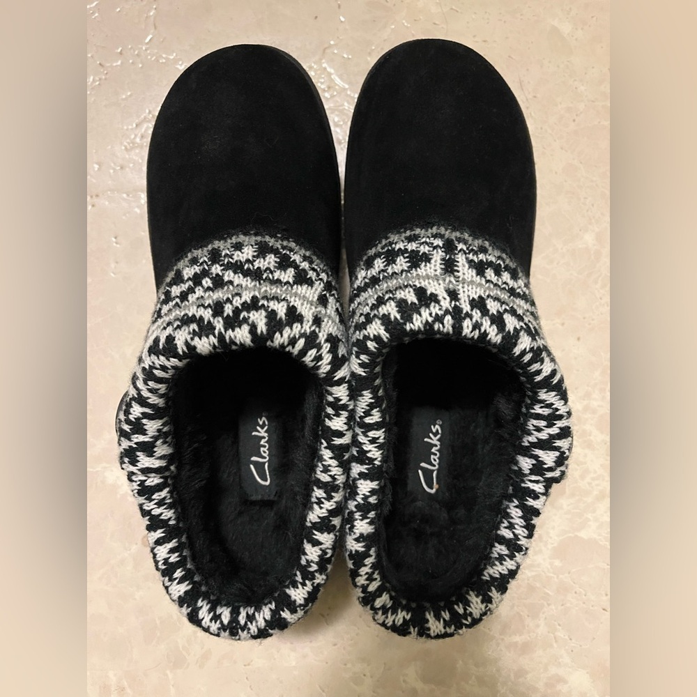 Clarks Amanda Winter Clog Scuff Slippers Nikki Fur Slip On Women's 9